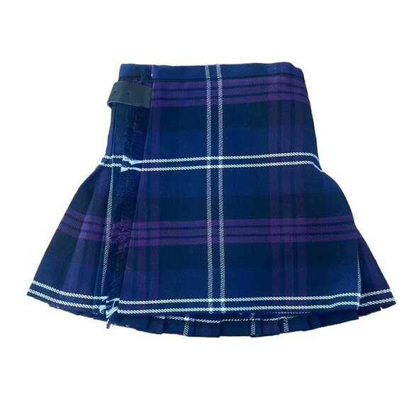 SCOTTISH HIGHLAND UK KILT CHILD PURPLE BLUE WHITE TARTAN PLAID SKIRT AGE 0-1 - Picture 1 of 9
